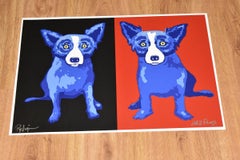Half-n-Half Black/Red - Signed Silkscreen Print Blue Dog