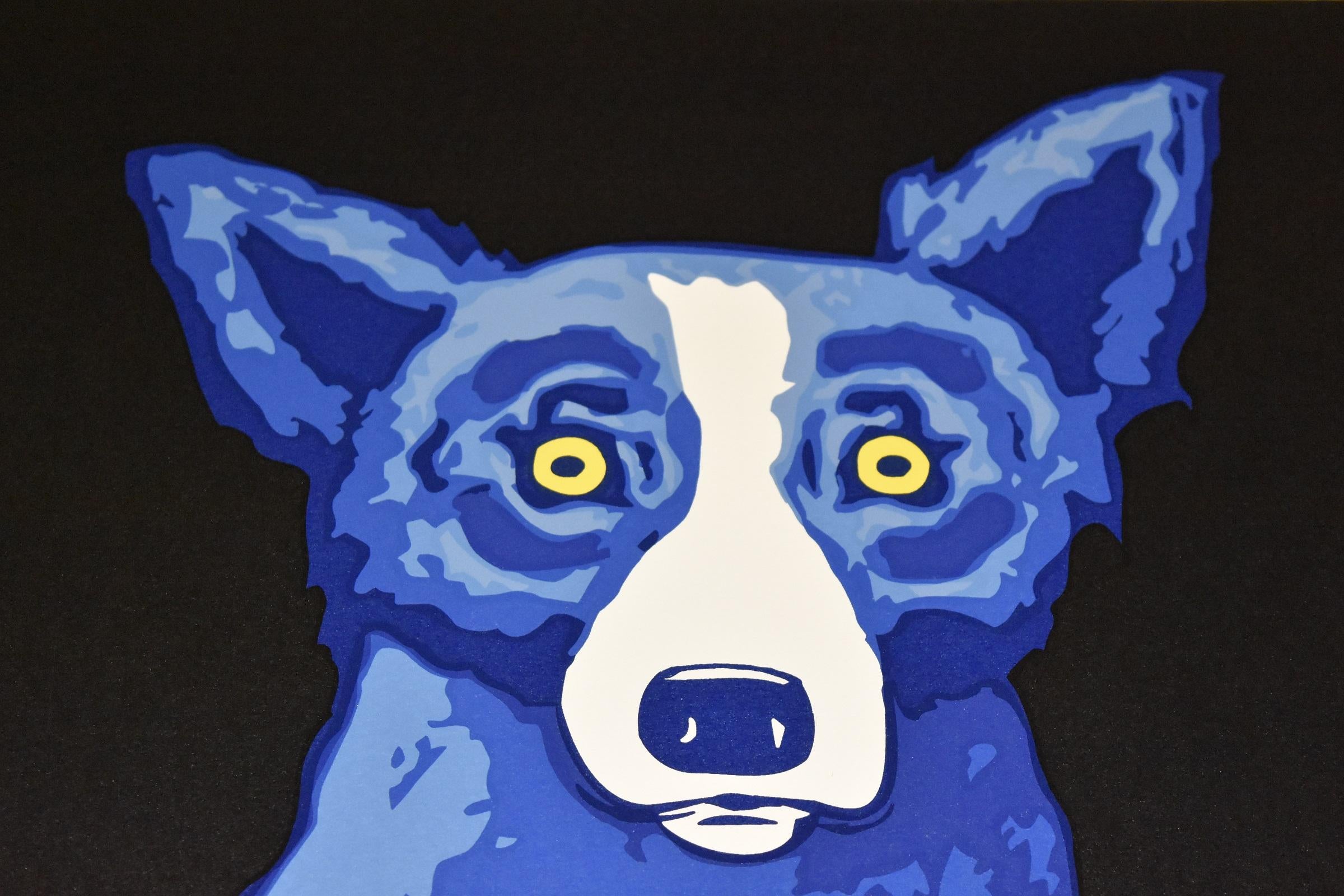 Half-n-Half Black/Red - Signed Silkscreen Print Blue Dog For Sale 1