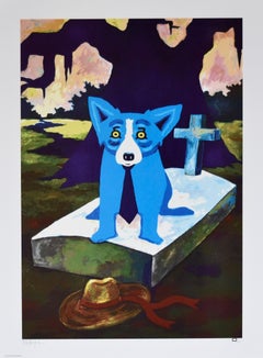 He Stopped Loving Her Today - Silkscreen on Paper Signed Print Blue Dog