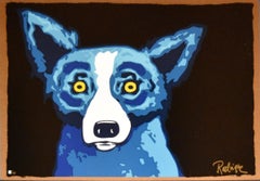 Head Shot Black - Signed Silkscreen Pint - Blue Dog
