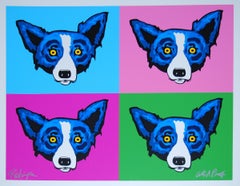 Vintage Heads or Tails - Signed Silkscreen Blue Dog Print