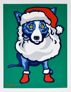 Ho-Ho-Ho - Signed Slikscreen Print Blue Dog