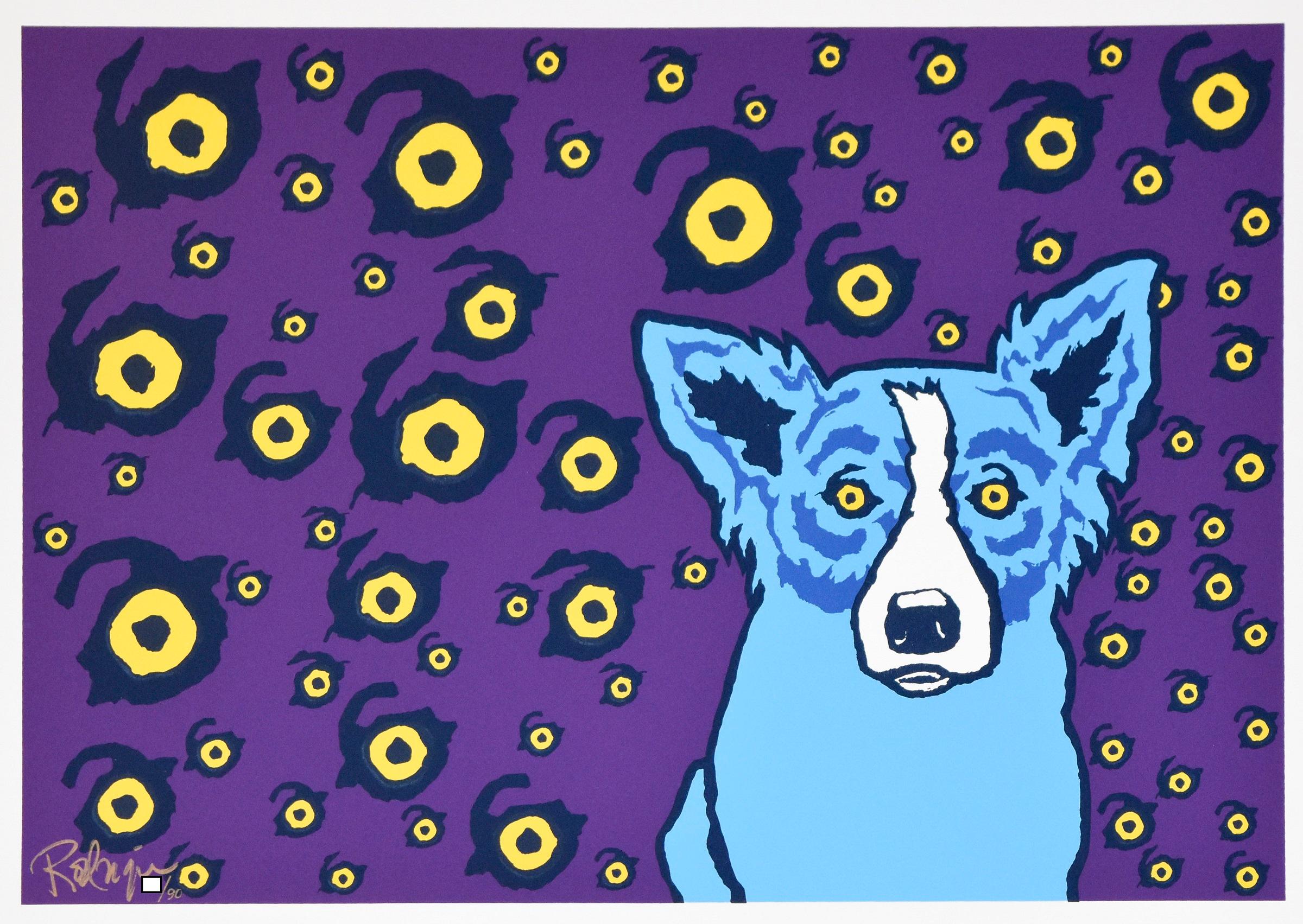 George Rodrigue Animal Print - I See You, You See Me - Signed Silkscreen Print Blue Dog