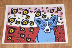 I See You, You See Me - Split Font Unique - Signed Silkscreen Print - Blue Dog