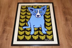 I'm Always With Myself Yellow - Signed Silkscreen Print Blue Dog
