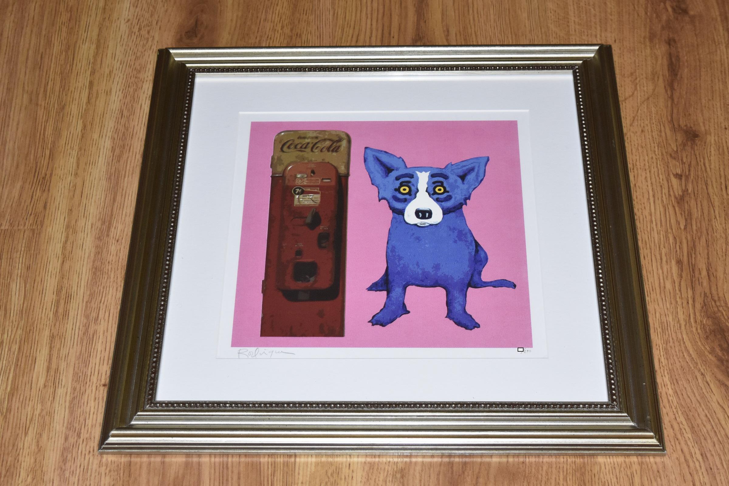 I'm the Real Thing Pink – signierter blauer Siebdruck mit Hundmuster aus Seide – Print von George Rodrigue