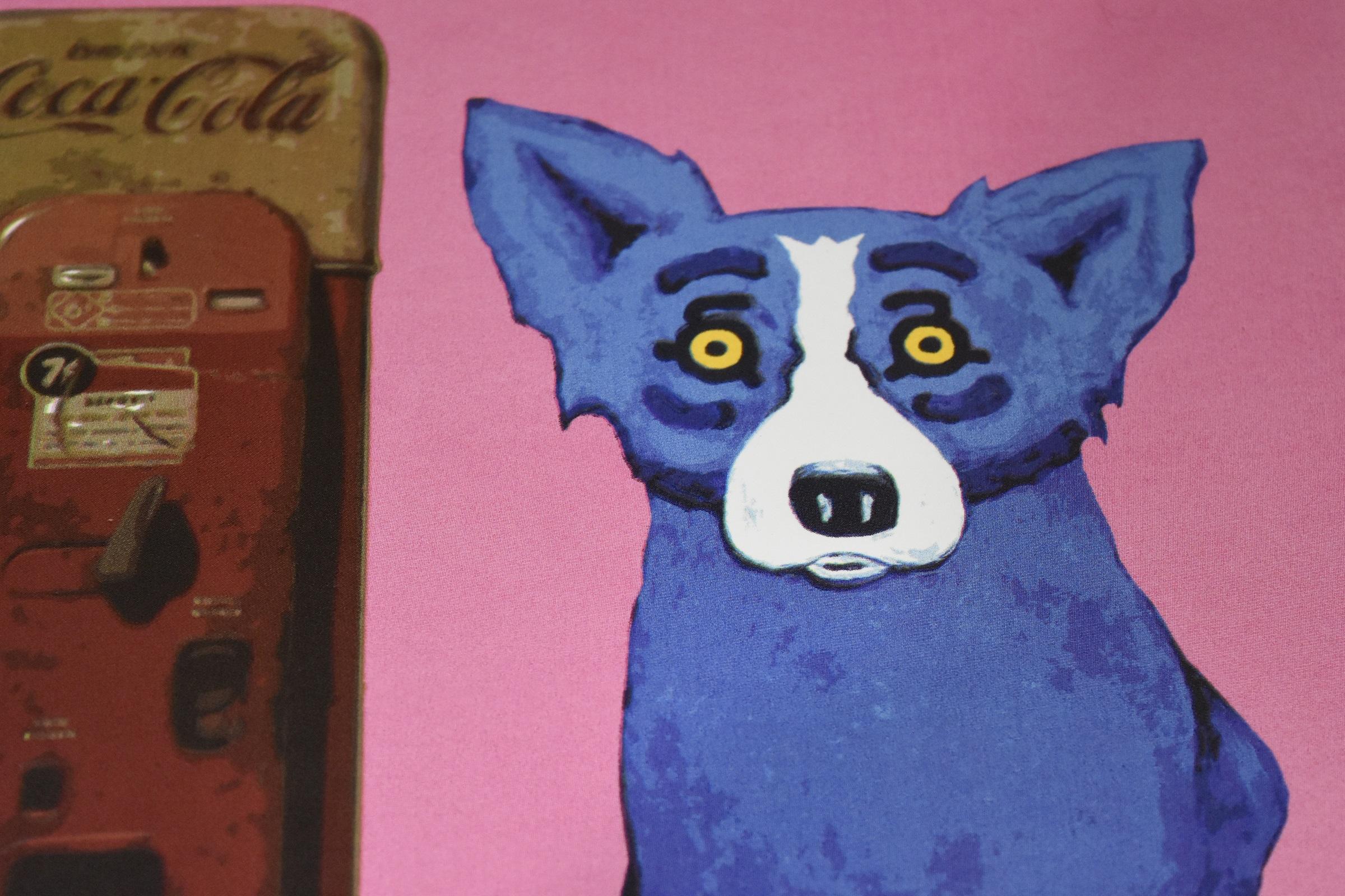 I'm the Real Thing Pink – signierter blauer Siebdruck mit Hundmuster aus Seide (Pop-Art), Print, von George Rodrigue