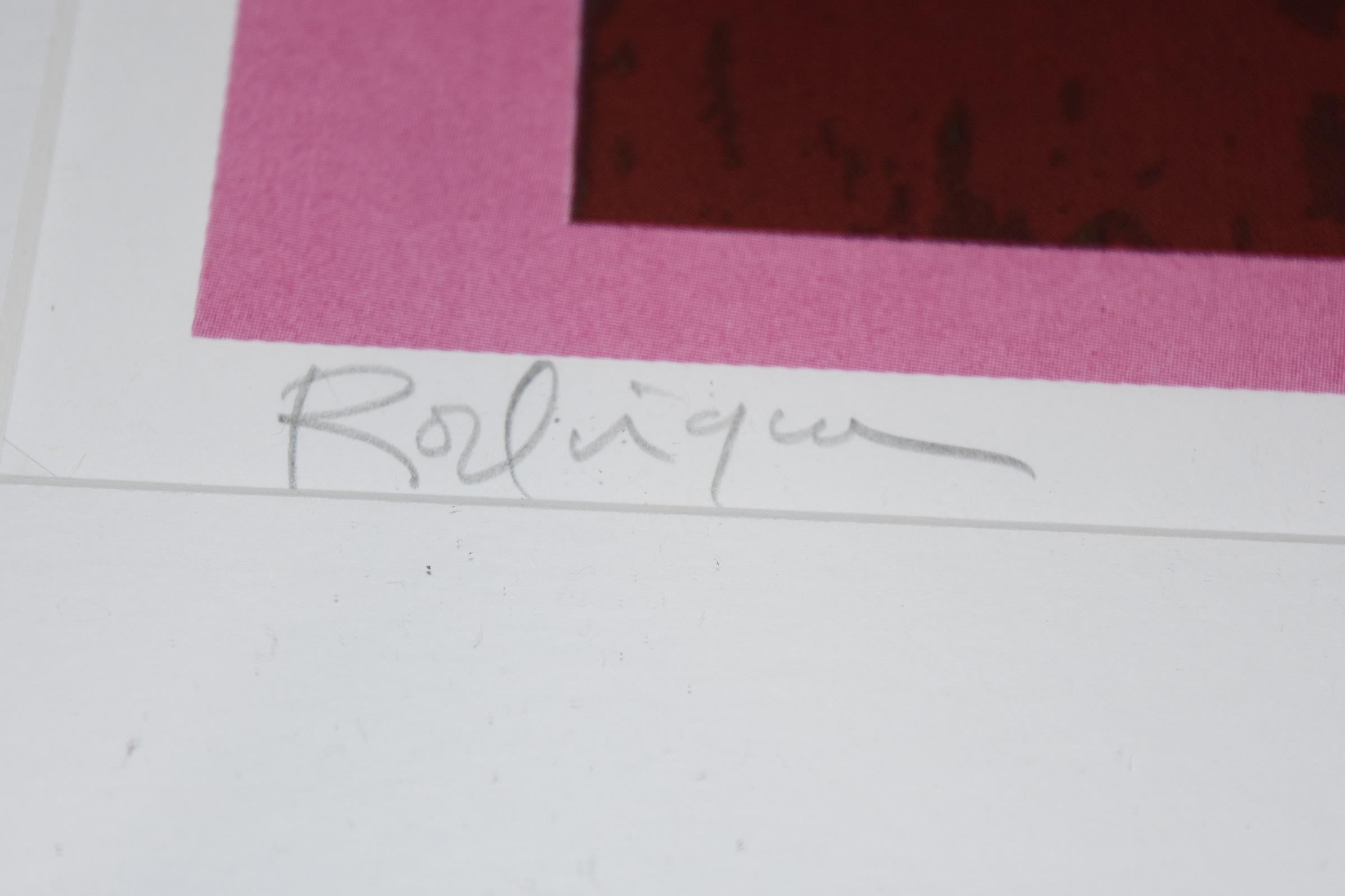 I'm the Real Thing Pink – signierter blauer Siebdruck mit Hundmuster aus Seide (Violett), Animal Print, von George Rodrigue