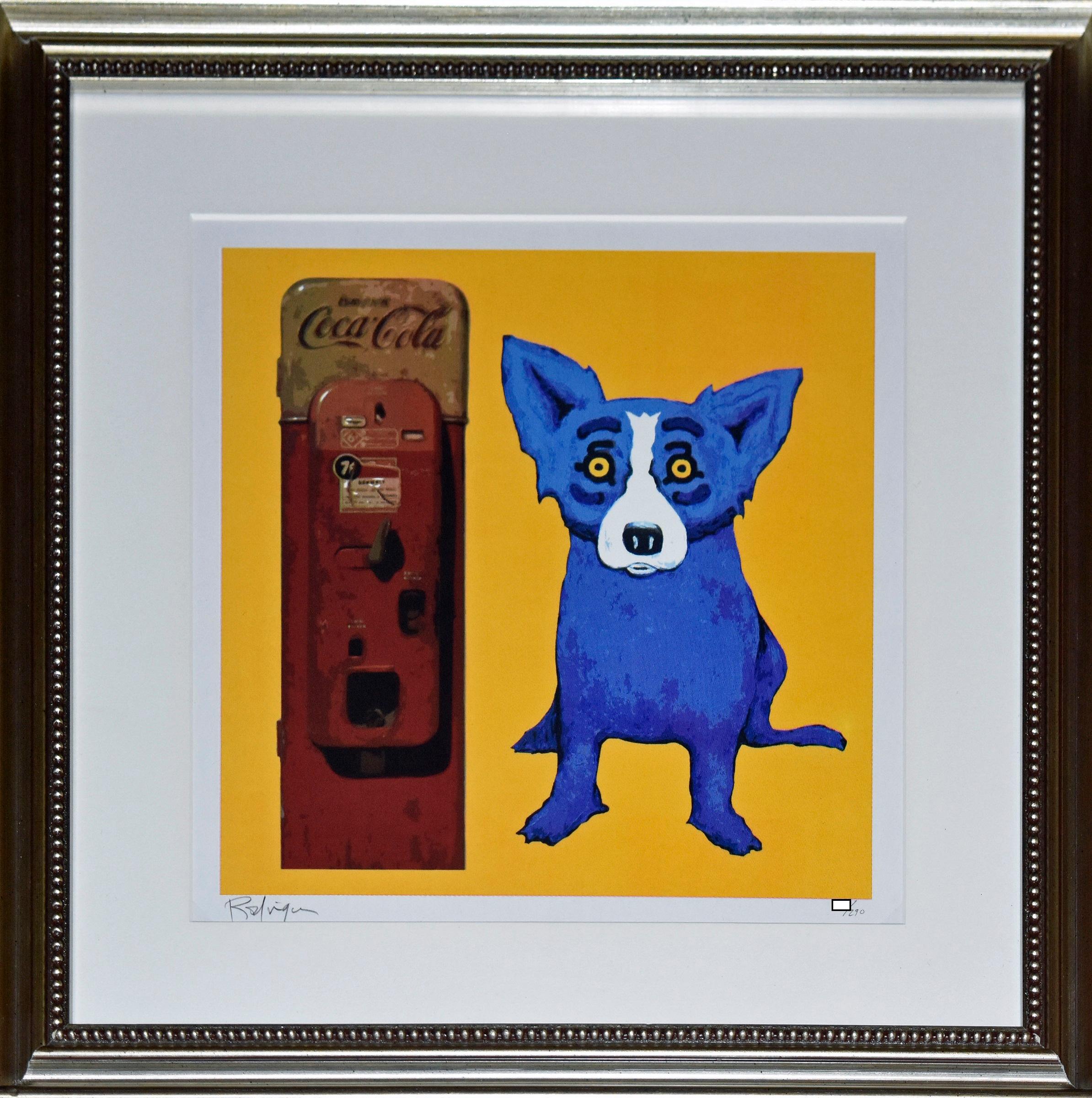 George Rodrigue Animal Print - I'm the Real Thing  Yellow - Signed Silkscreen Blue Dog Print