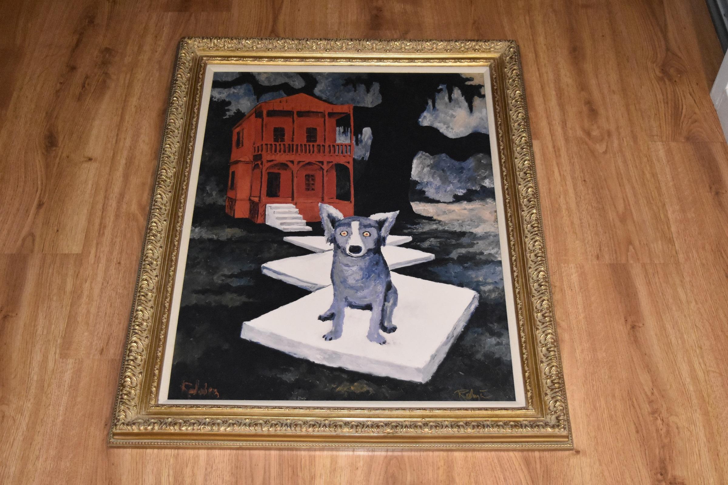 It's Tiffany - Giclee on Canvas Board - Signed -  Blue Dog - Print by George Rodrigue