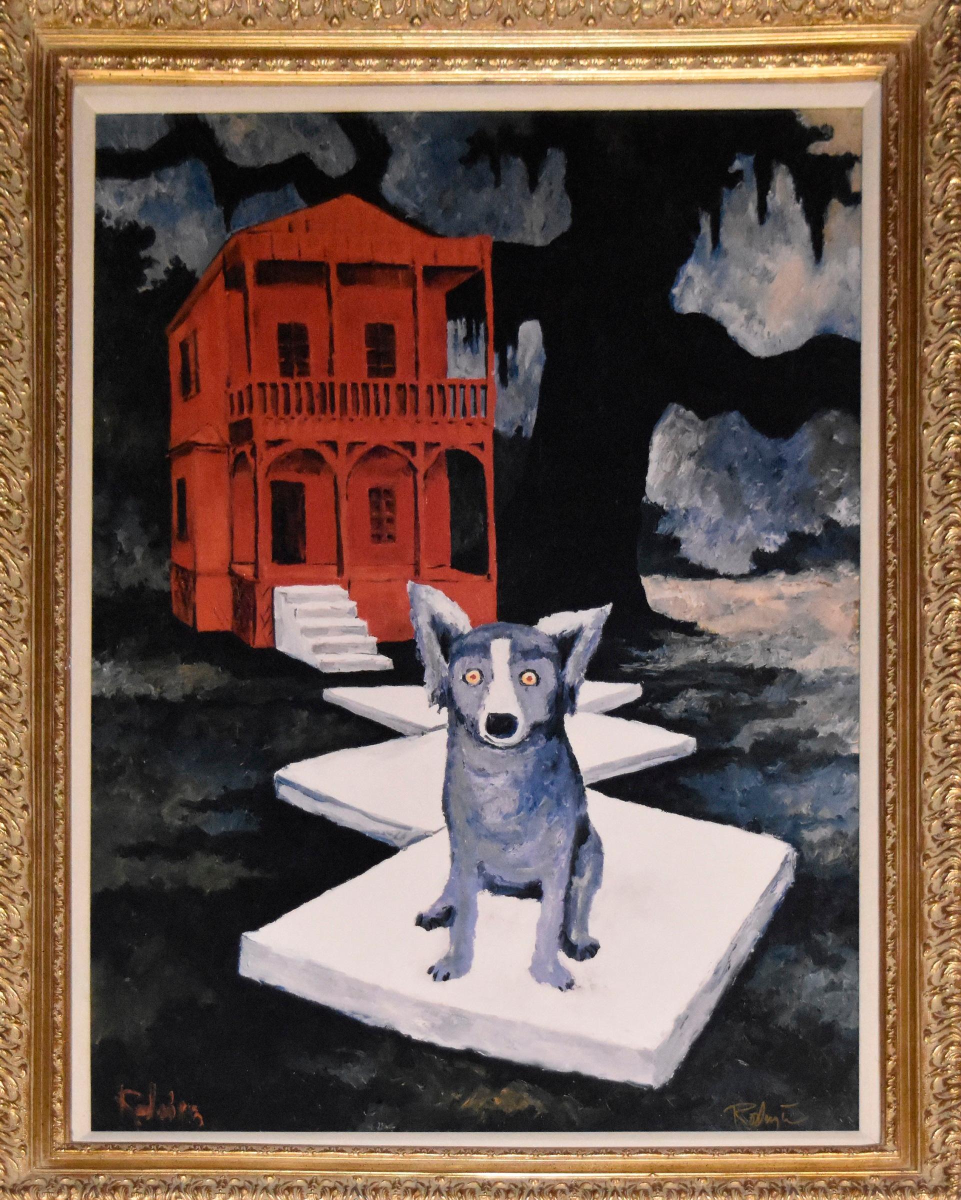 George Rodrigue Animal Print - It's Tiffany - Giclee on Canvas Board - Signed -  Blue Dog
