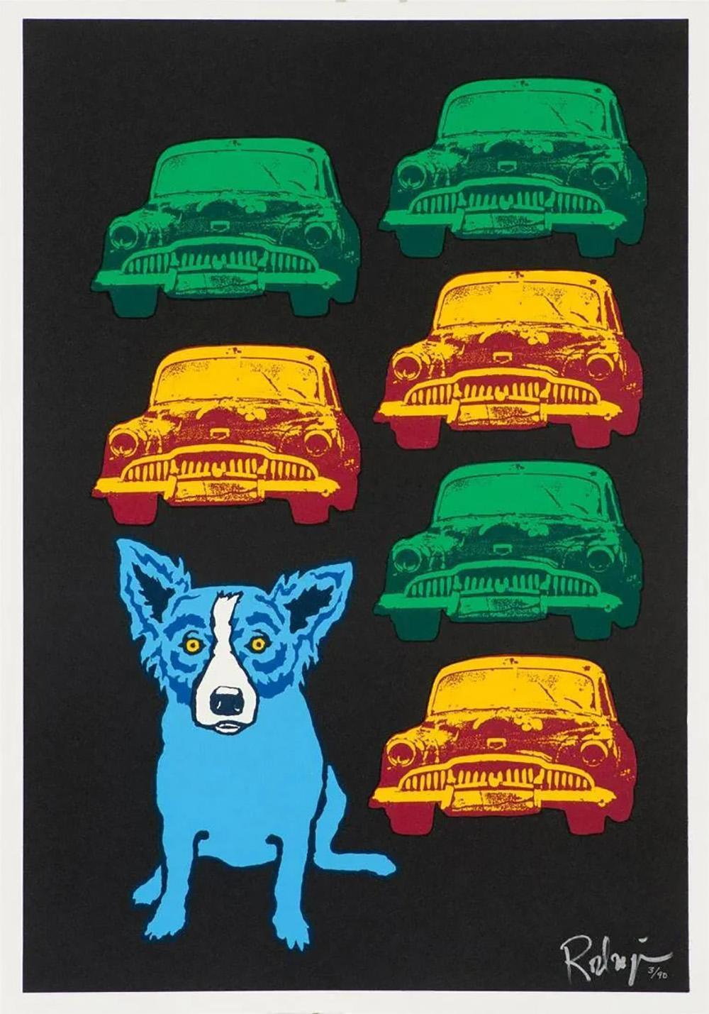 George Rodrigue Animal Print – Schrottplatzhund