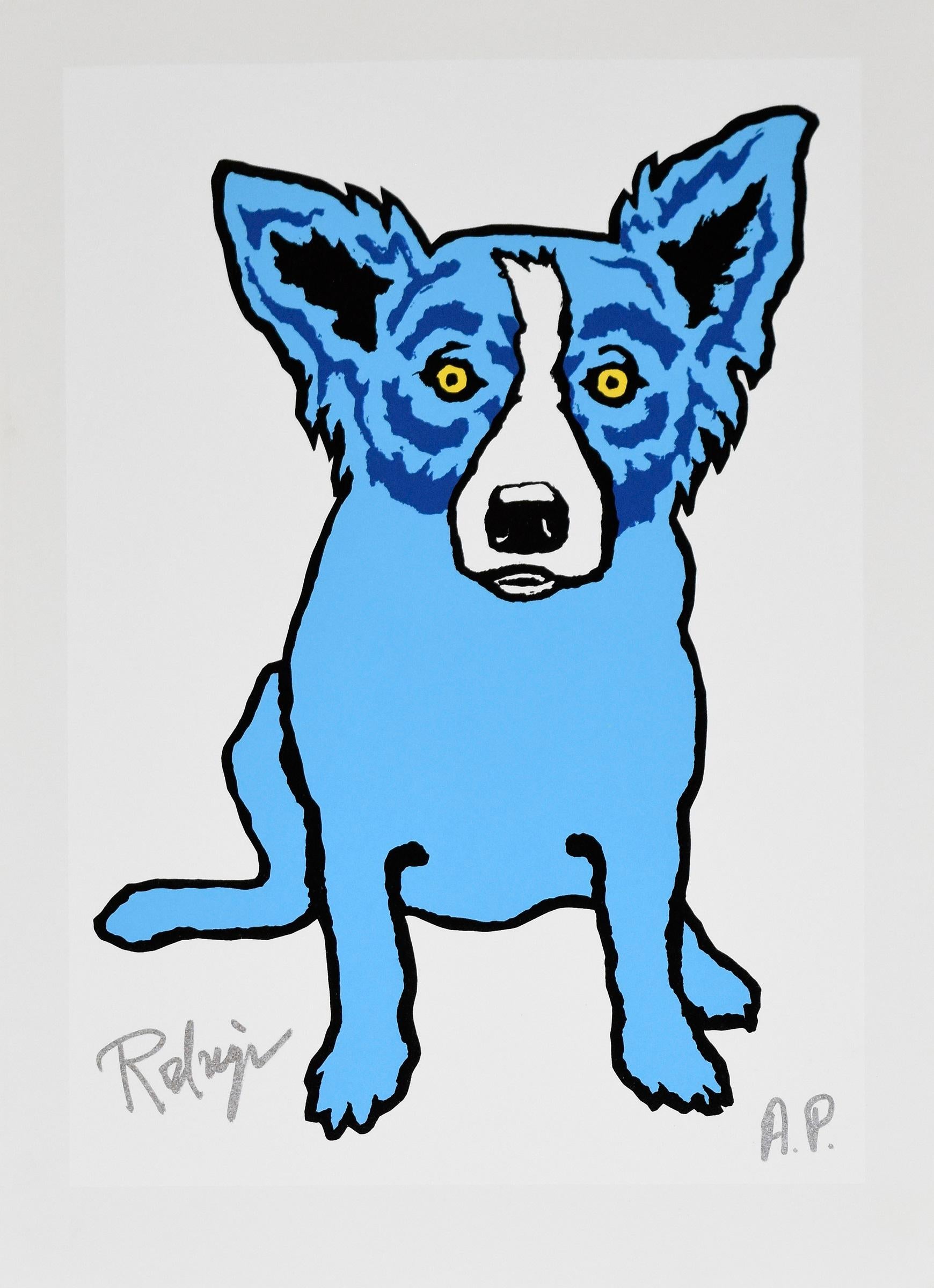 George Rodrigue Animal Print - La Petite Femme Chere - Signed Silkscreen Print - Blue Dog