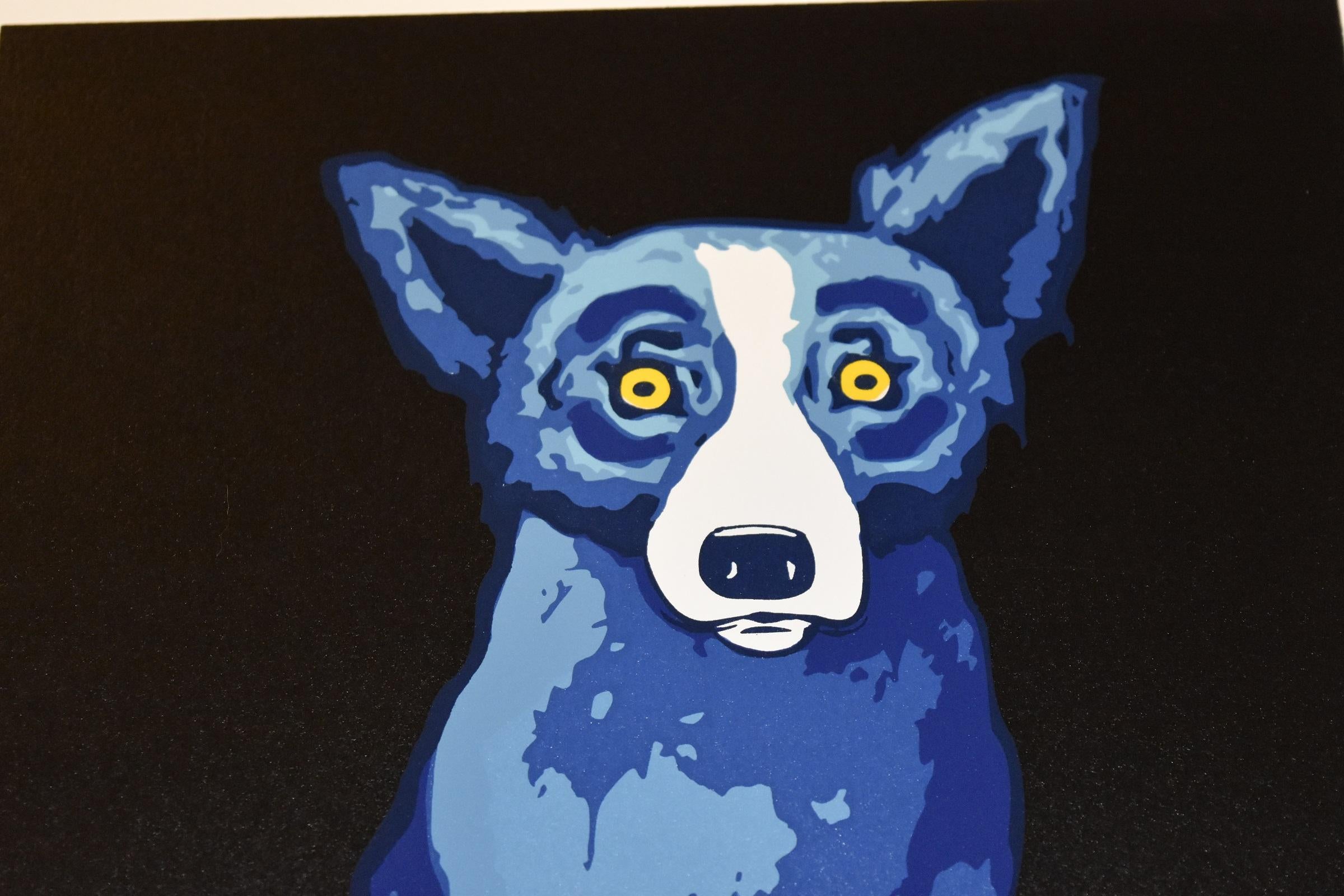 Li'l Blue Dog Black - Sérigraphie signée Blue Dog - Pop Art Print par George Rodrigue
