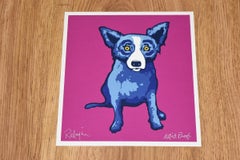 Li'l Blue Dog Magenta - Signed Silkscreen Print Blue Dog