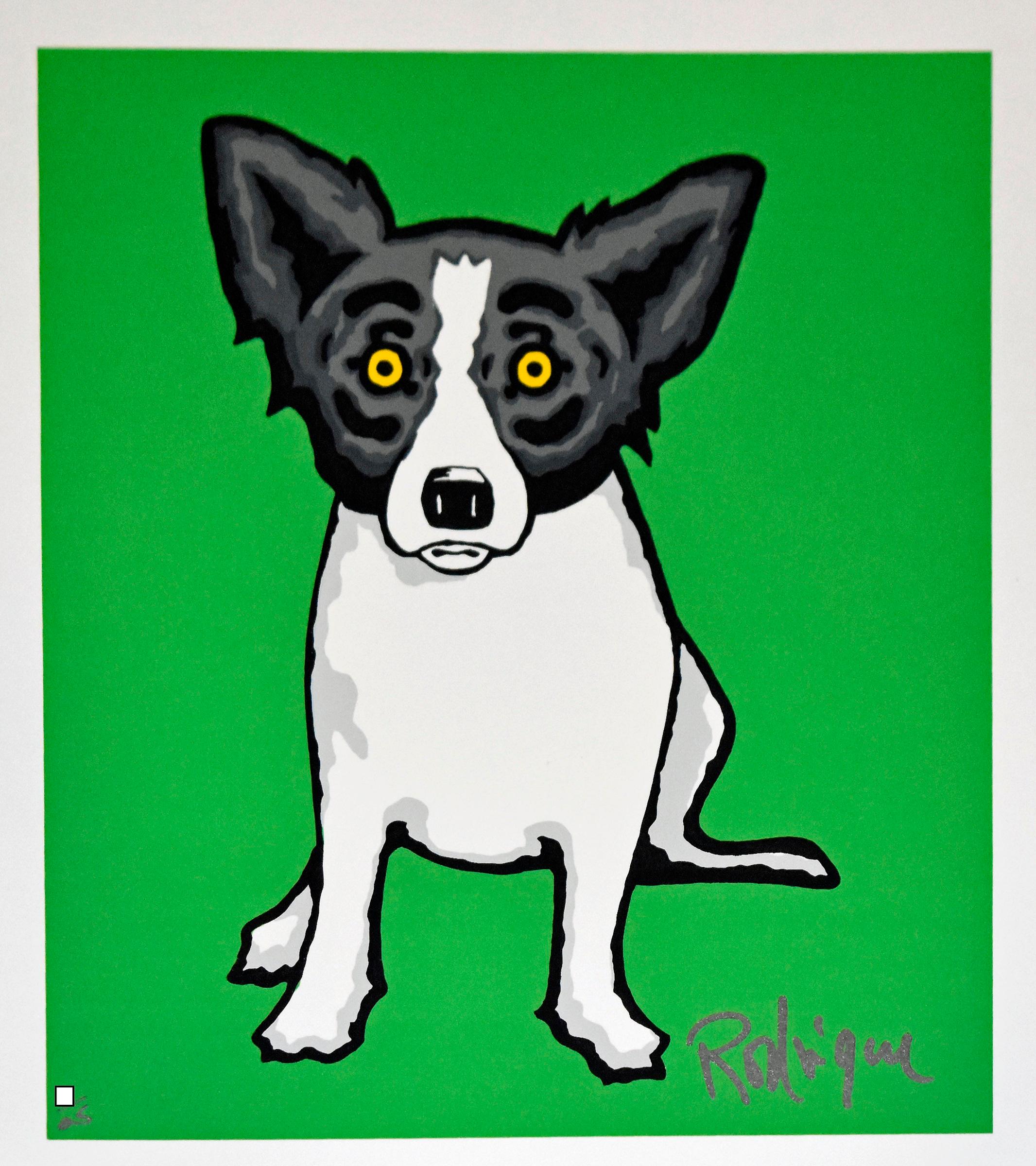 Little Bitty Blue Dog Green - Signed Silkscreen Print