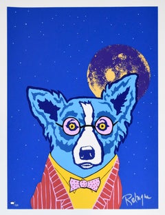 Blue Dog "Looking at Life Through Rose-Colored Glasses"- Signed Silkscreen Print
