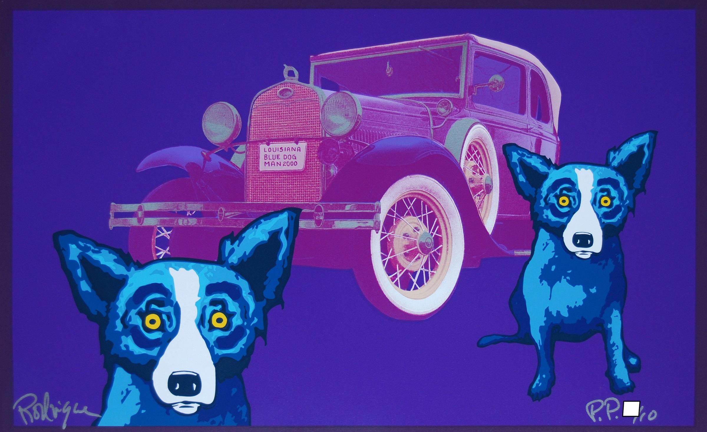 Animal Print di George Rodrigue - Uomo cane blu della Louisiana - Stampa serigrafica firmata del cane blu
