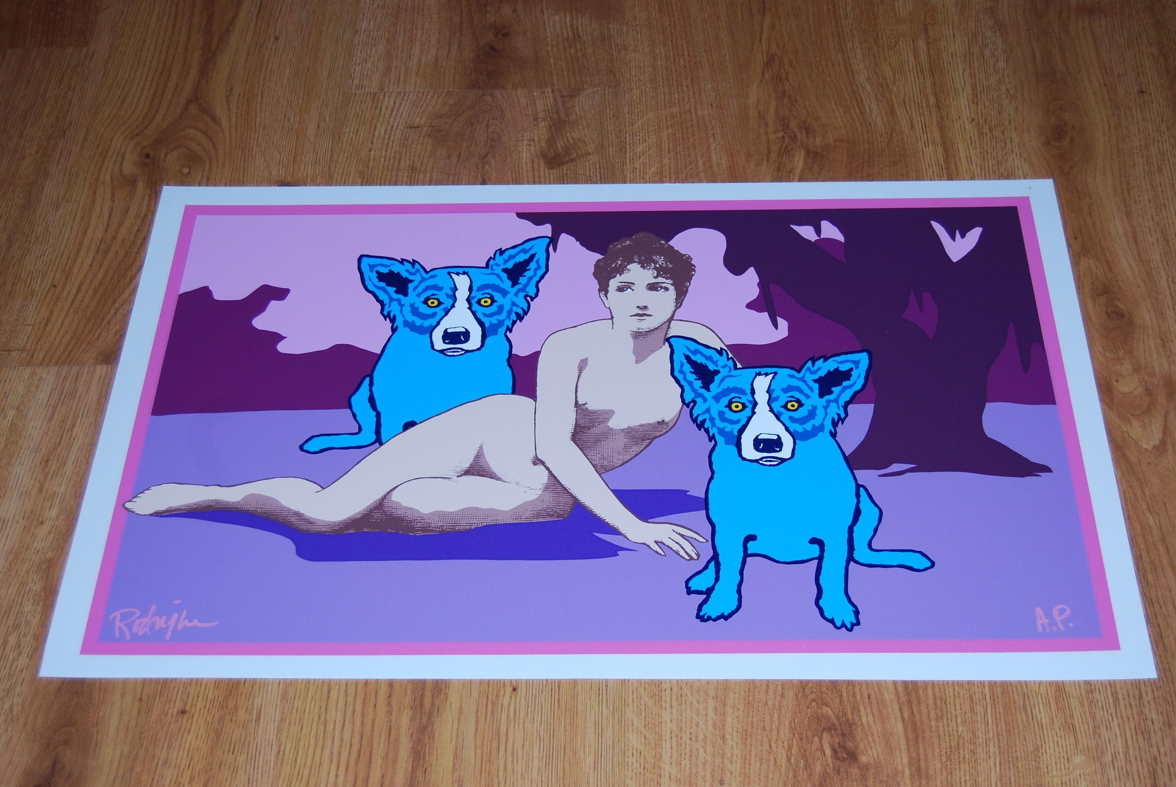 Amore tra le rovine - Stampa serigrafica firmata del cane blu - Print di George Rodrigue