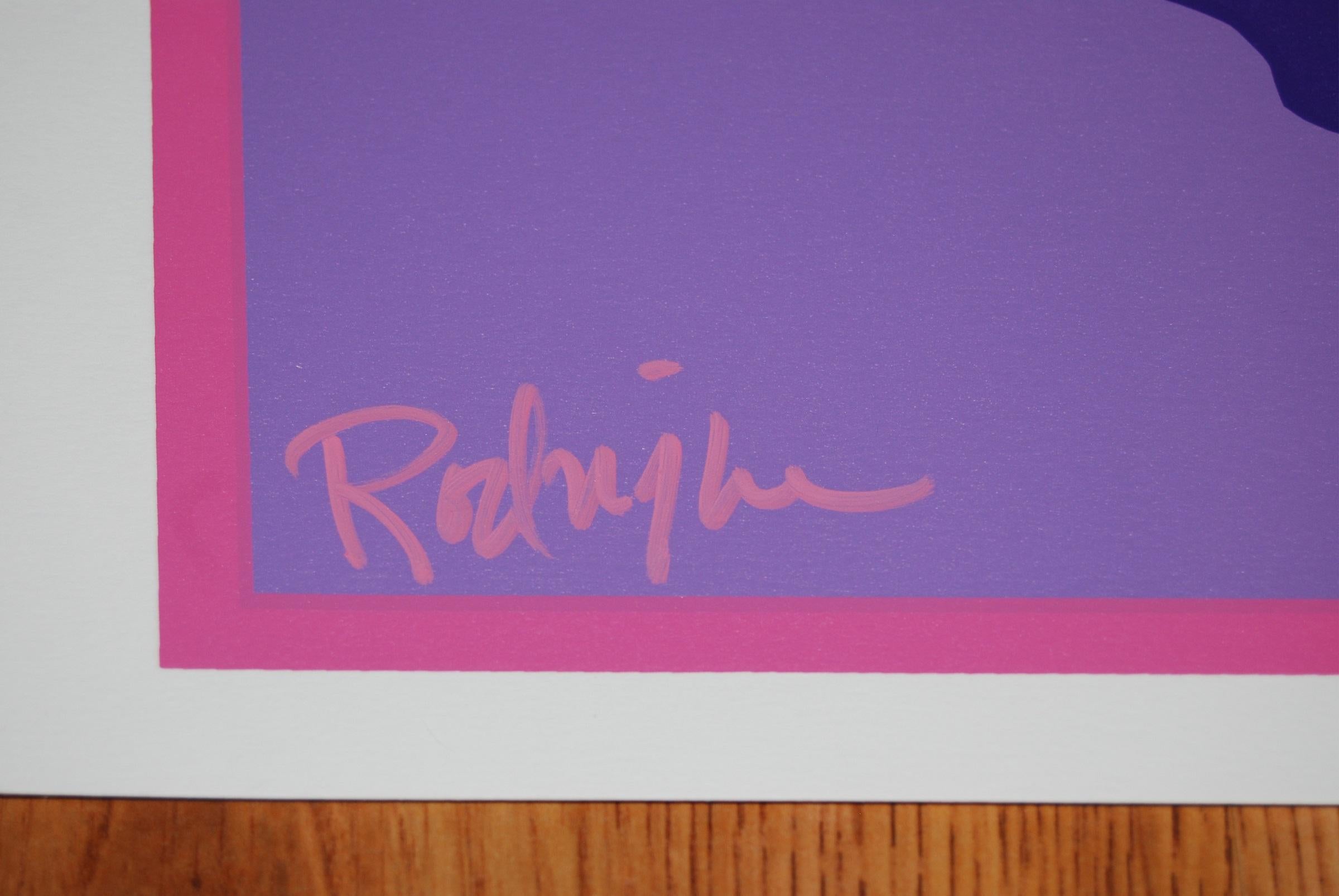 Amore tra le rovine - Stampa serigrafica firmata del cane blu - Animal Print Blu di George Rodrigue