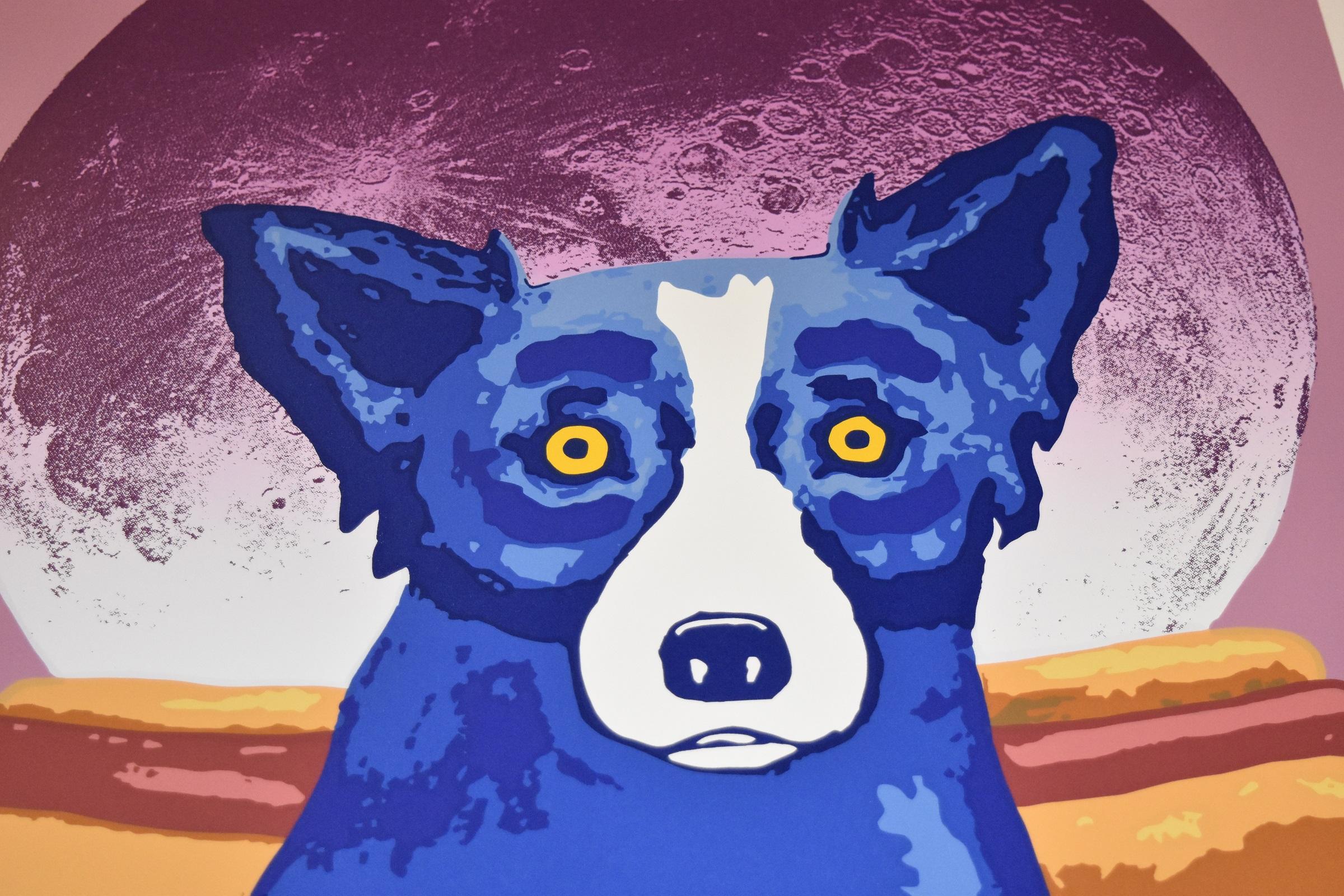 Panini lunari - Serigrafia firmata - Cane blu - Print Pop Art di George Rodrigue