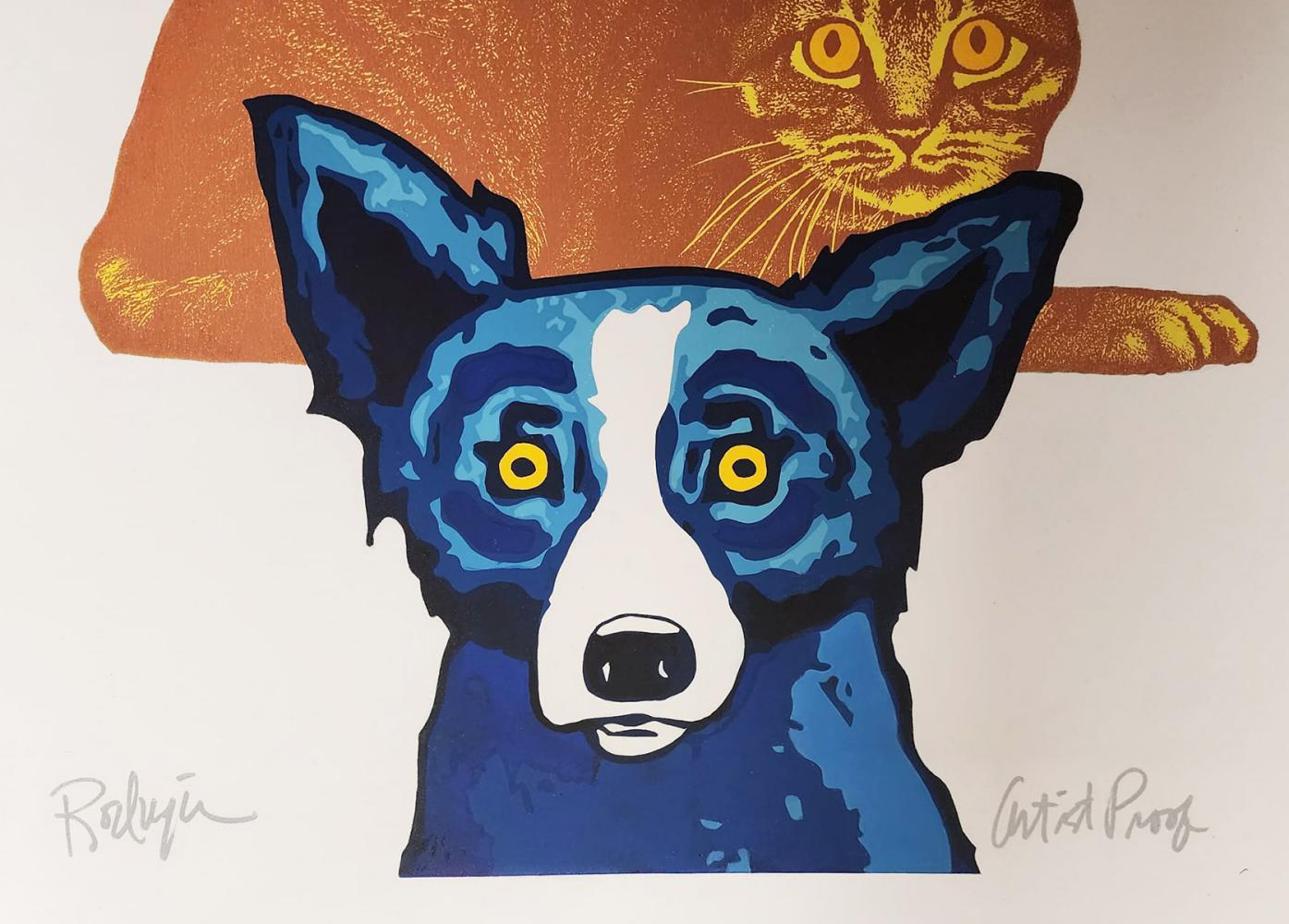 Mardi Gras Katzen in Weiß – Print von George Rodrigue