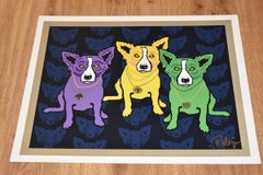 Mardi Gras Dogs Black - Signed Silkscreen Print Blue Dog