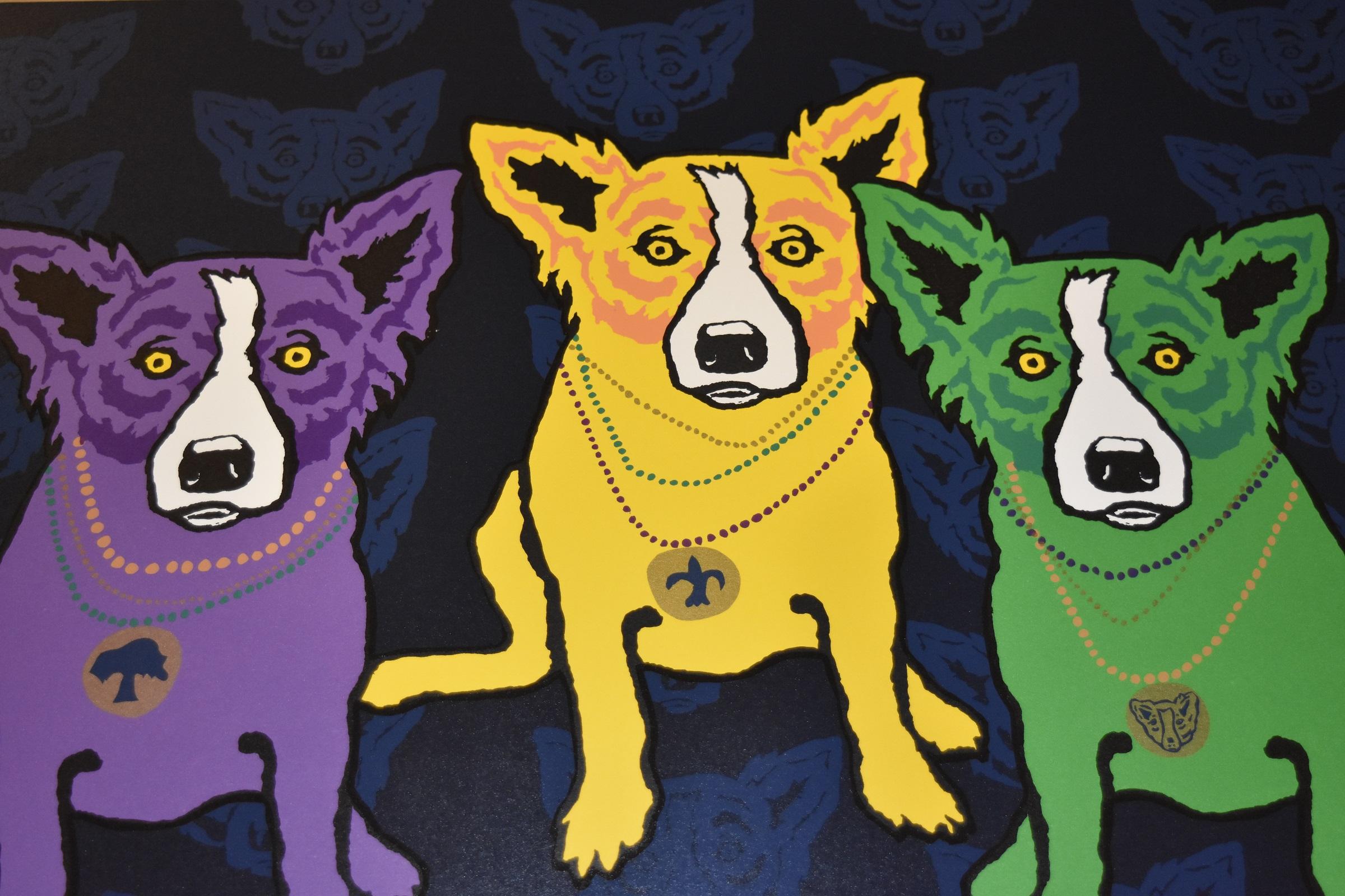 mardi gras blue dog