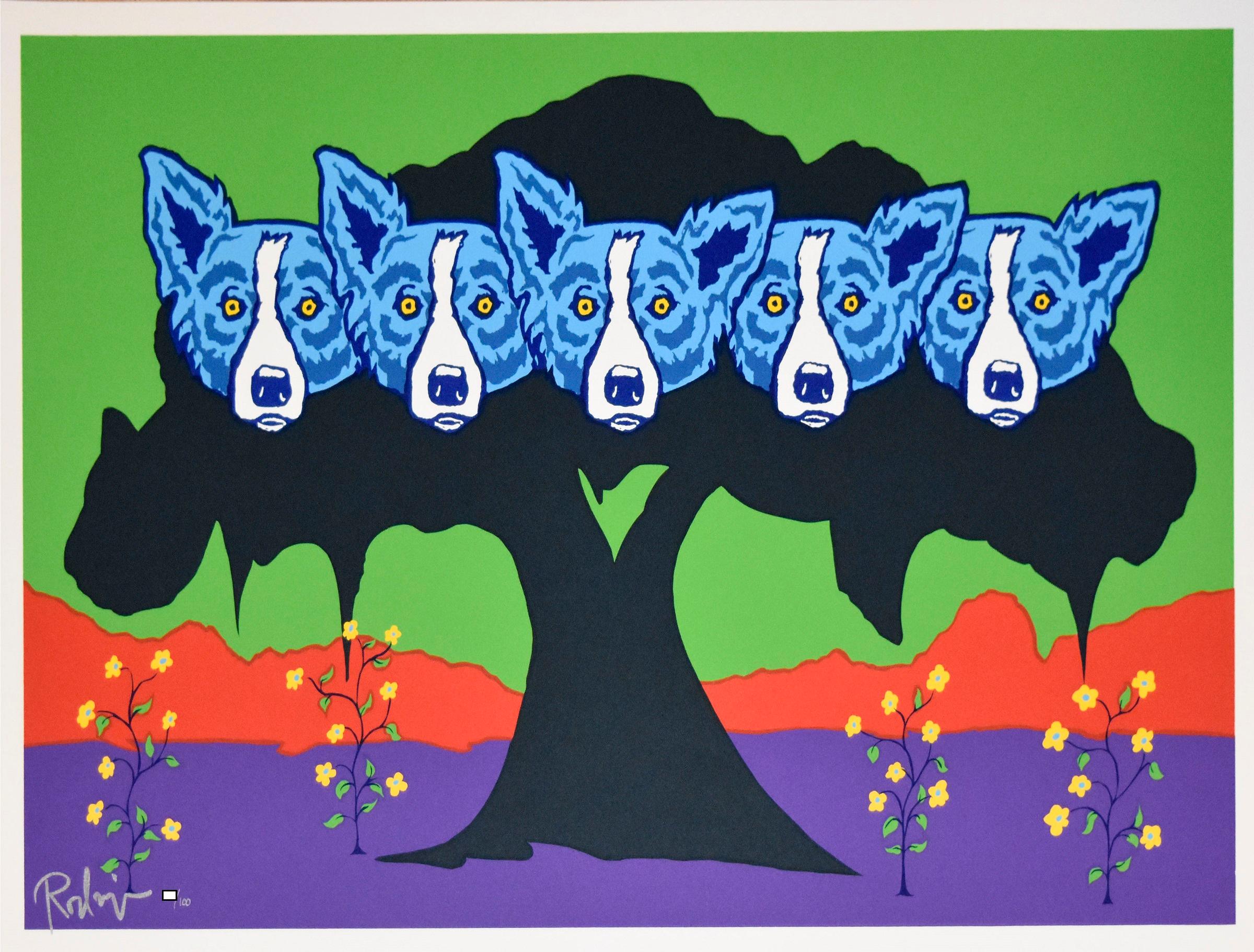 George Rodrigue Animal Print - Meeting of the Minds - Silkscreen Signed Print