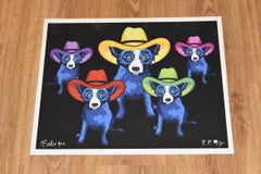 Midnight Cowboy - Split Font - Signed Silkscreen Print - Blue Dog