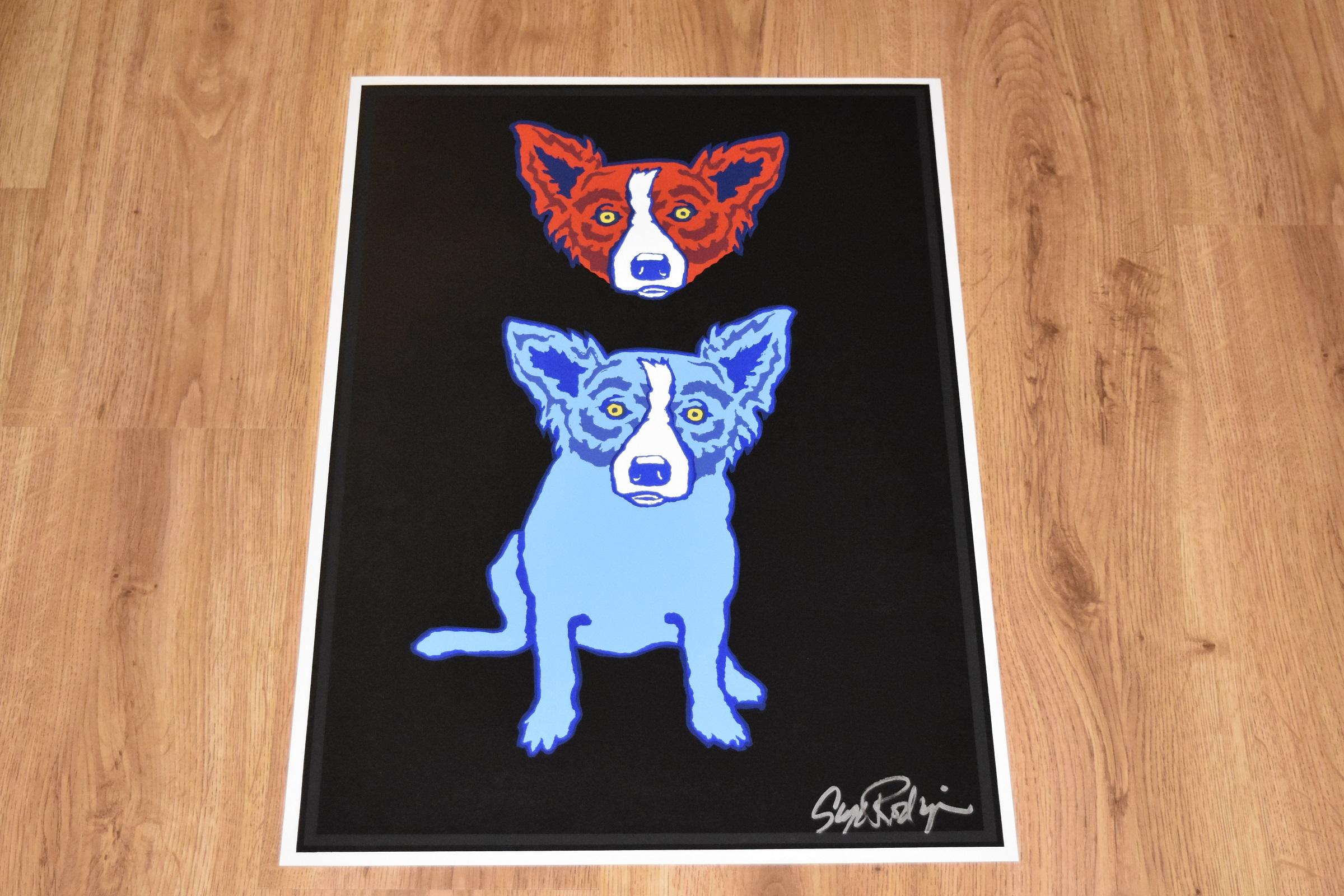 Mischief On My Mind - Siebdruck mit blauem Hund mit signiertem Druck – Print von George Rodrigue