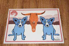 Moo-Cow Blues White - Signed Silkscreen Print Blue Dog
