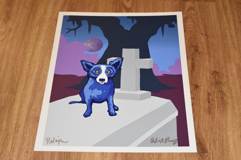Rodrigue Moon Of The LoupGarou Signed Silkscreen Print Blue