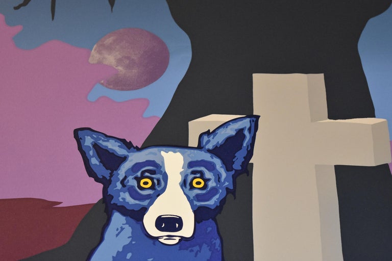 Rodrigue Moon Of The LoupGarou Signed Silkscreen Print Blue