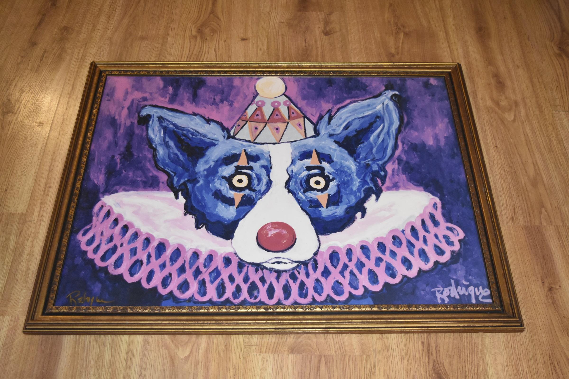 Mi bebé hizo de mí un payaso - Giclée sobre tabla de lienzo Impresión de perro azul - Print de George Rodrigue