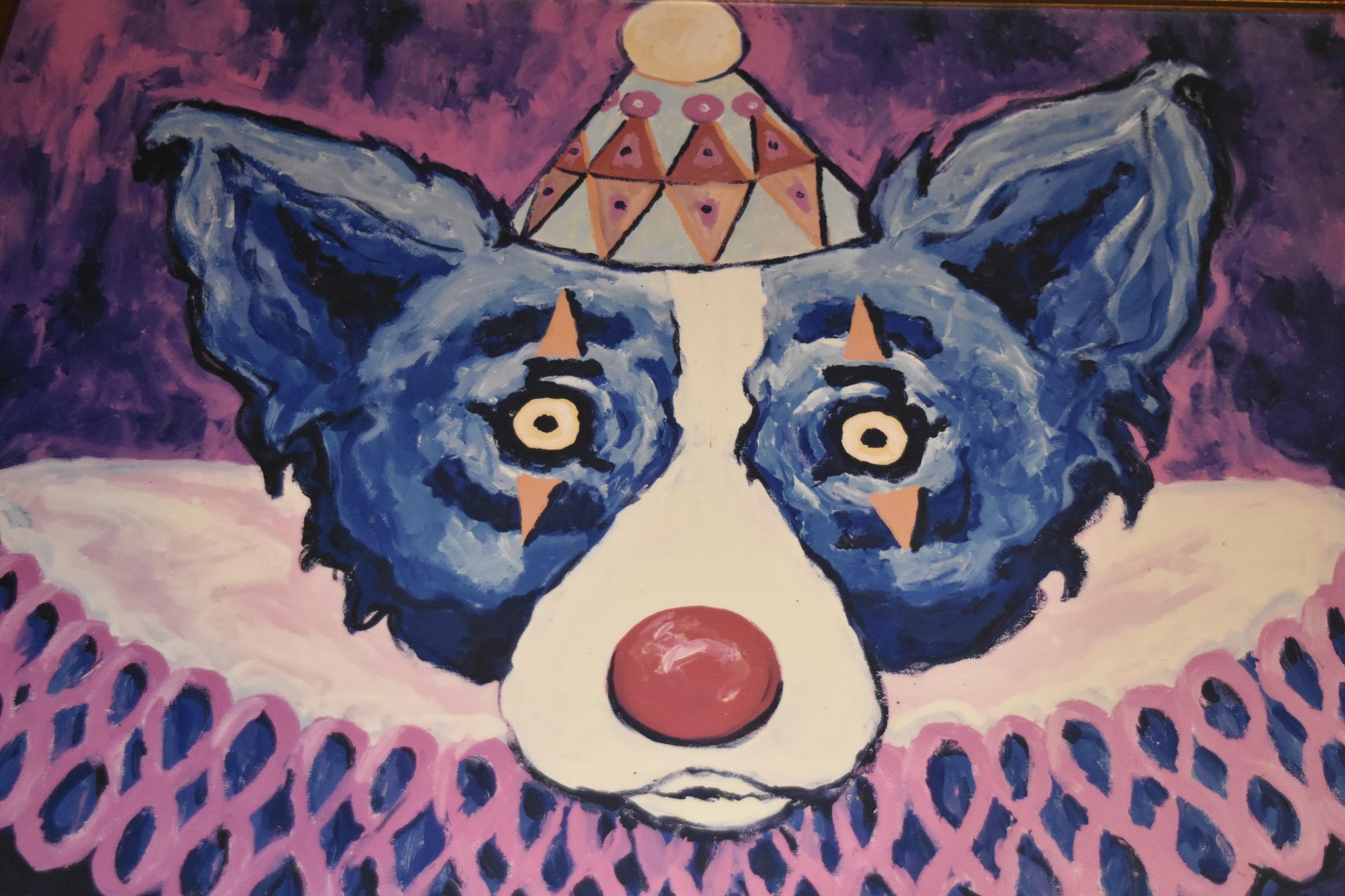 Mi bebé hizo de mí un payaso - Giclée sobre tabla de lienzo Impresión de perro azul - Print Arte pop de George Rodrigue