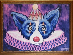 Mi bebé hizo de mí un payaso - Giclée sobre tabla de lienzo Impresión de perro azul