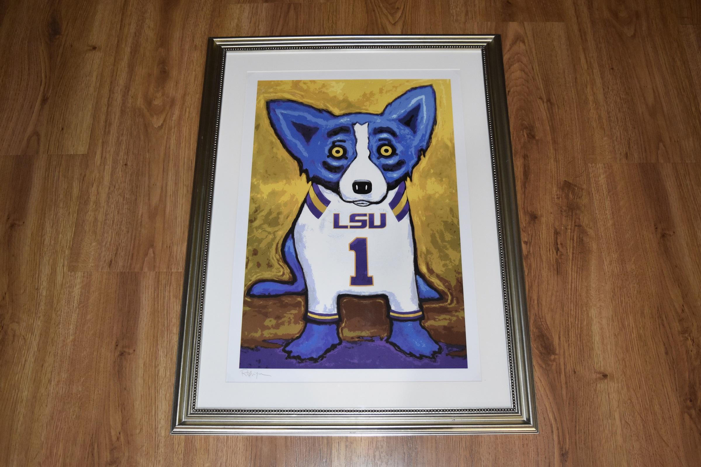 lsu blue dog print for sale