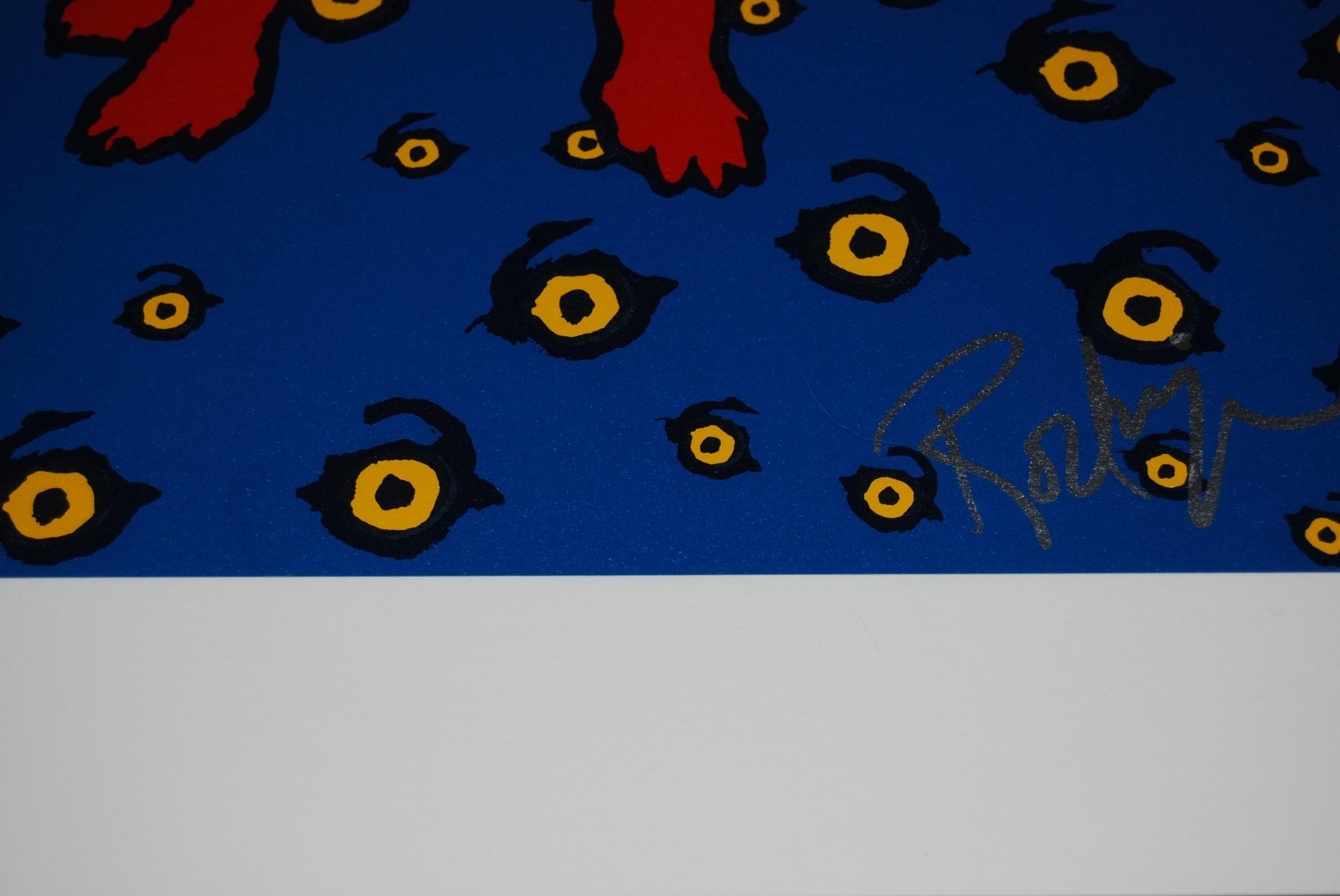 blue dog signed print