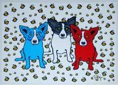 Oh Say Can You See White - Signed Silkscreen Print Blue Dog