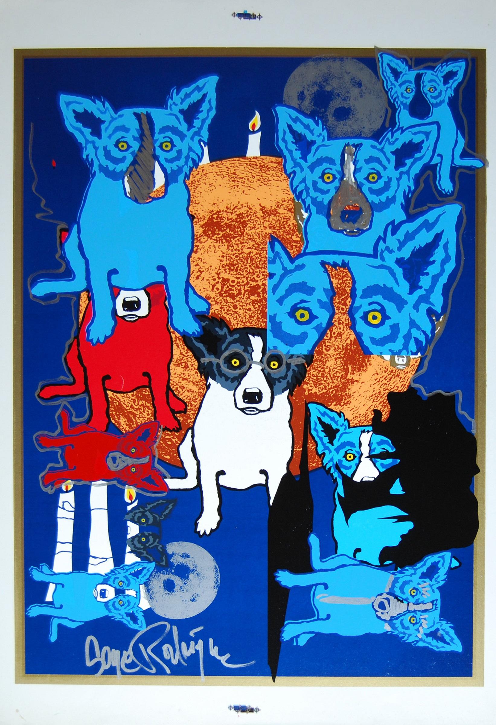 George Rodrigue Animal Print - Original By the Light Of the Moon - Remarqued - Signed Silkscreen Print