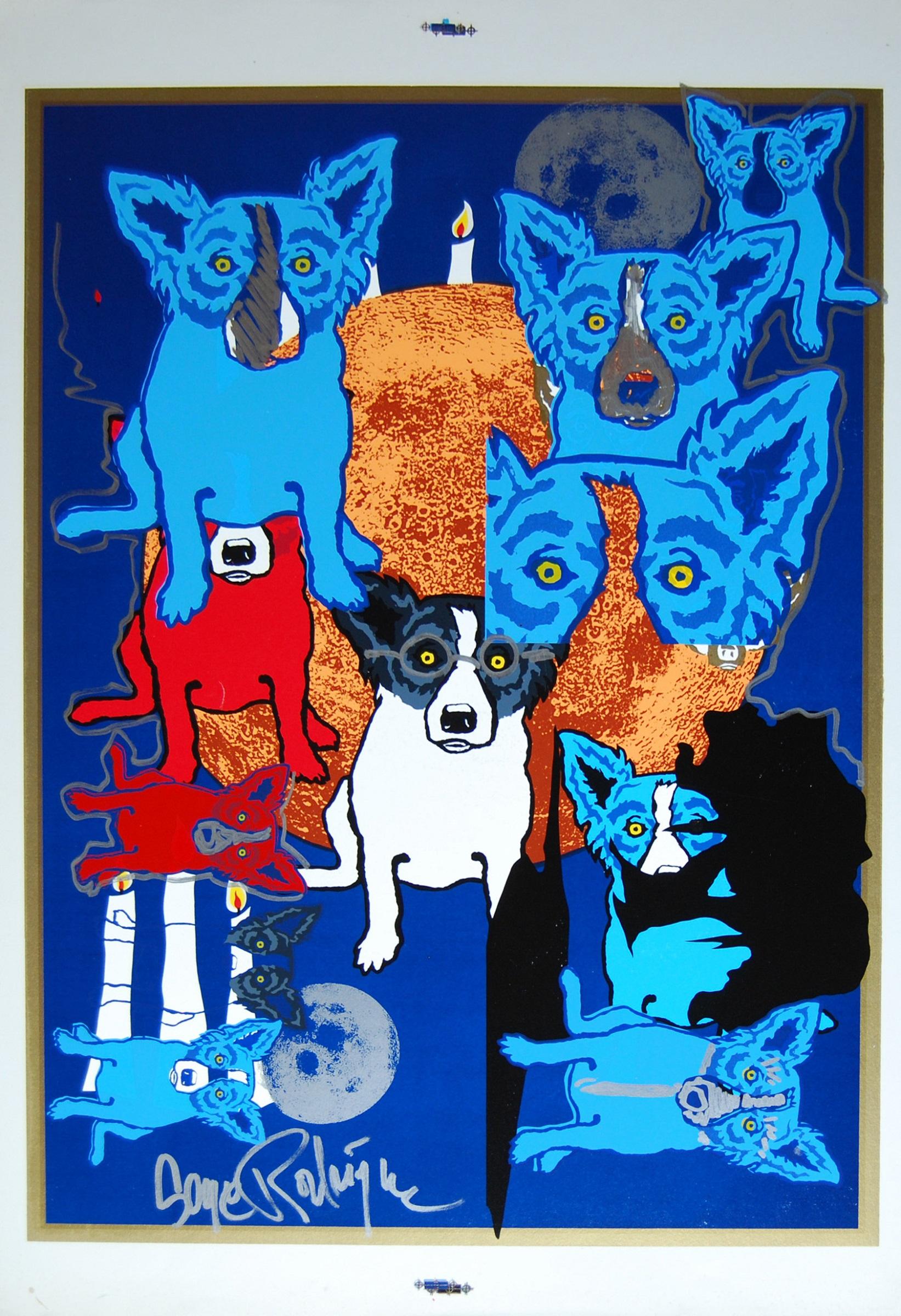George Rodrigue Animal Print – Original By the Light Of the Moon - Remarqued - Signierter Siebdruck