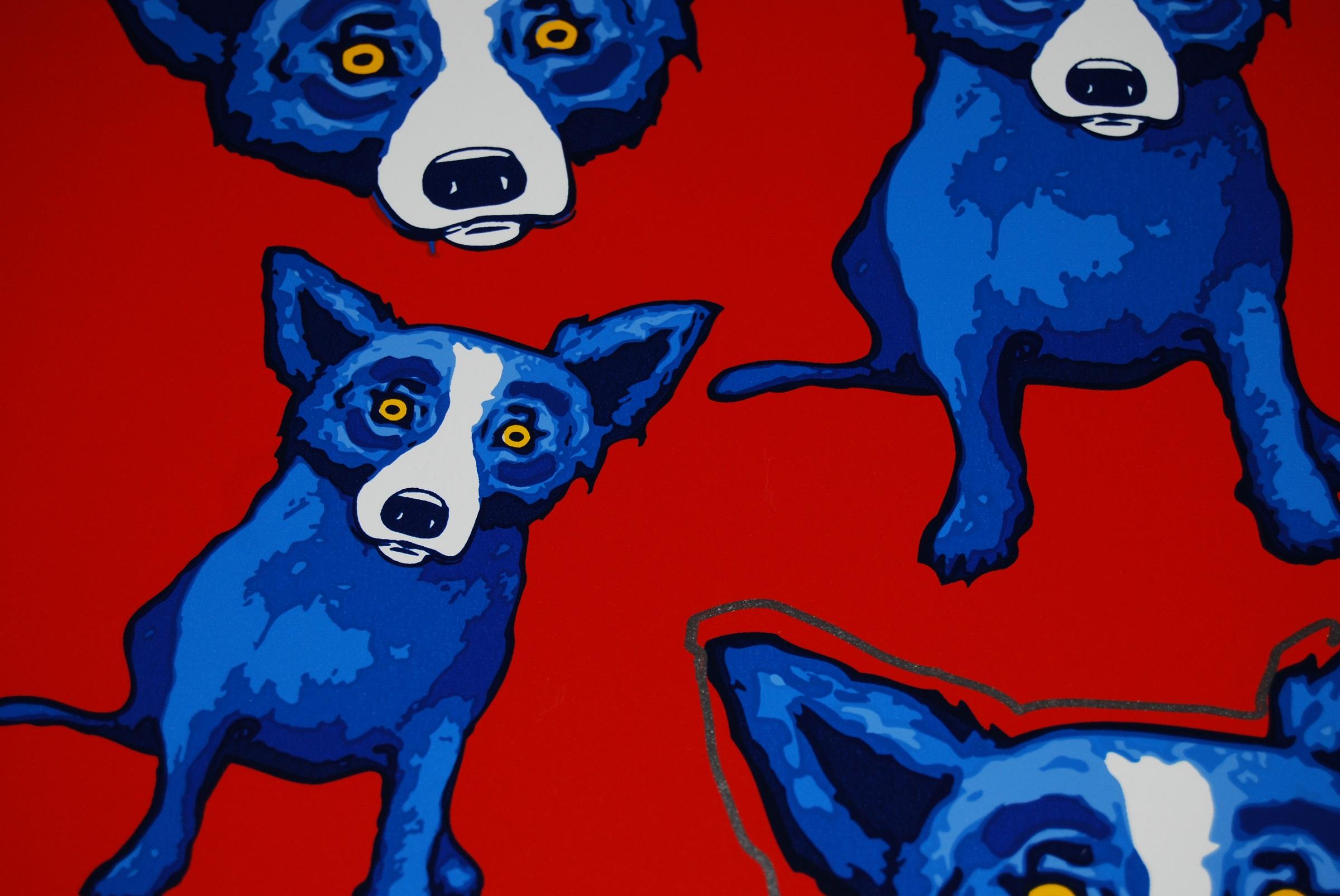 Original Group Therapy Red - Remarqued Signed Silkscreen Blue Dog Print 1