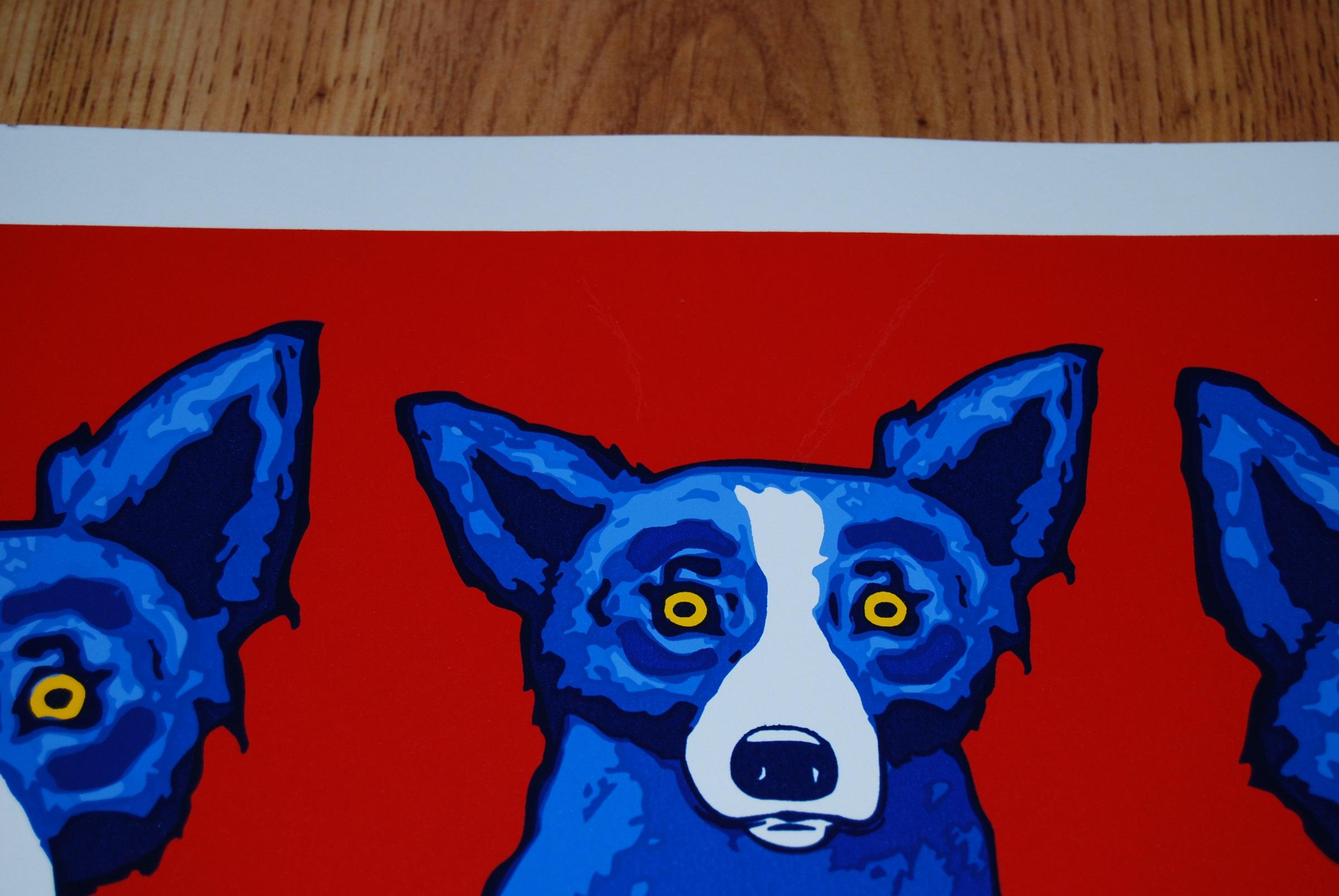 Original Group Therapy Red - Remarqued Signed Silkscreen Blue Dog Print 3