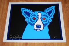 Original Top Dog Black with Red Eyes Hand Embellished - Signed Silkscreen