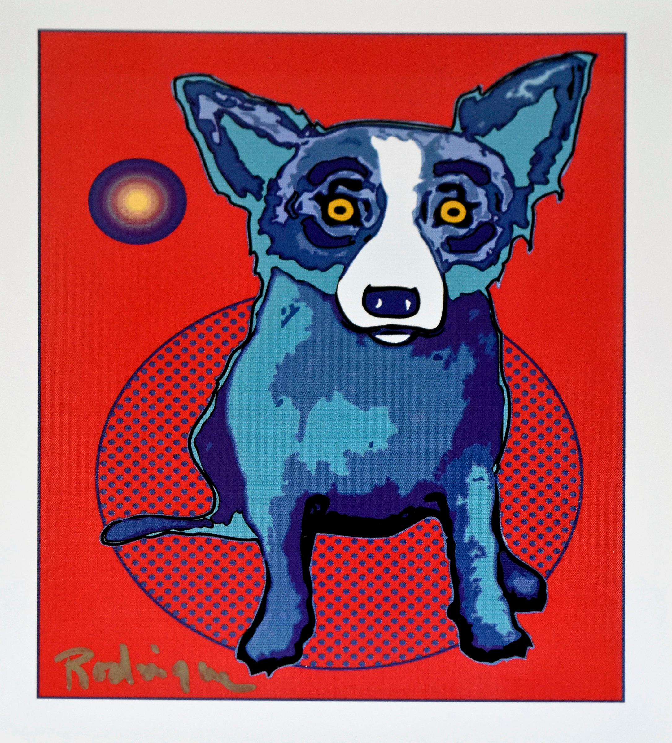 George Rodrigue Animal Print - Original Untitled 95B5500 8884 Silkscreen on Mylar - Signed Blue Dog