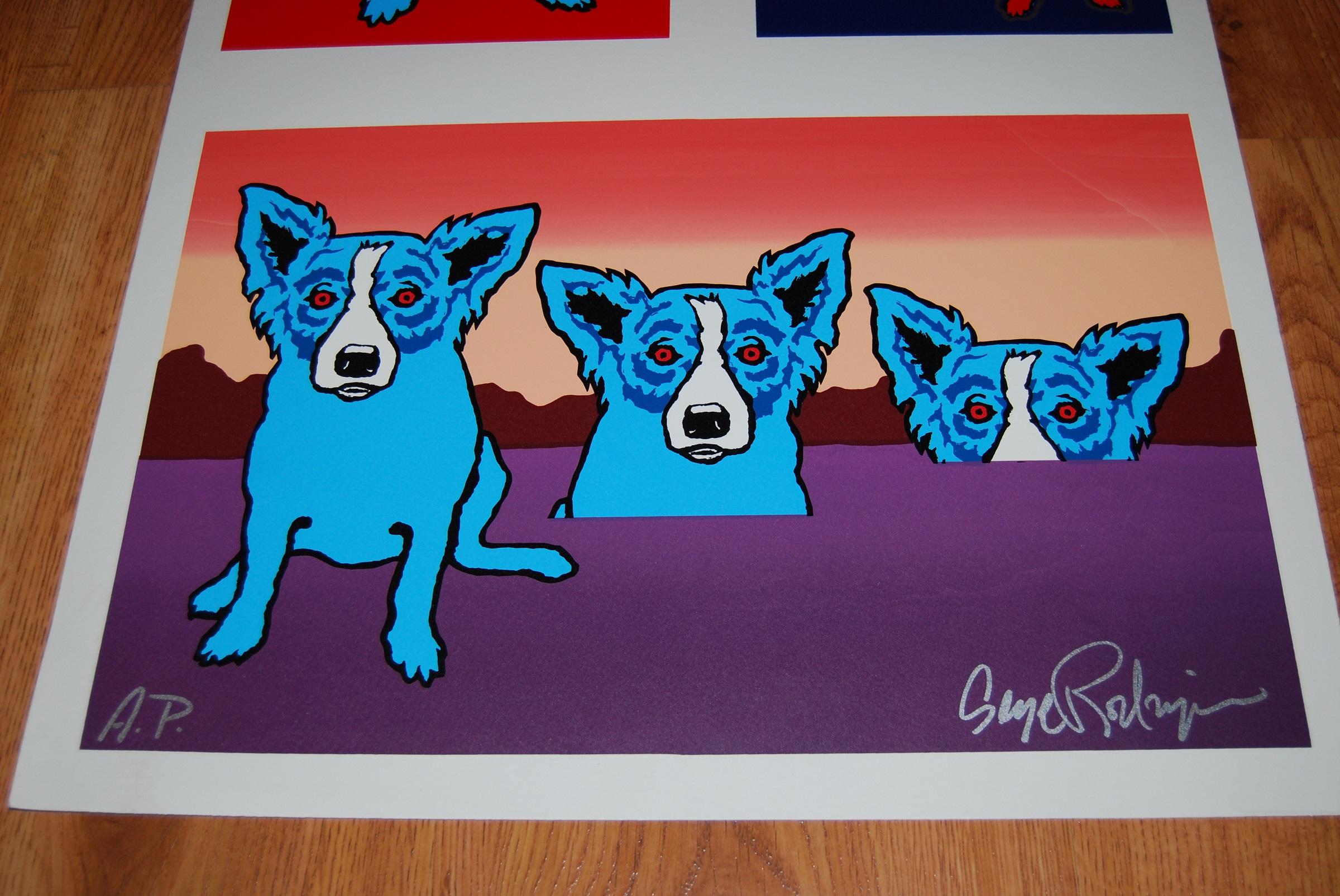 Original Untitled Proof Red Eyes - Signé Remarqued Blue Dog - Pop Art Print par George Rodrigue