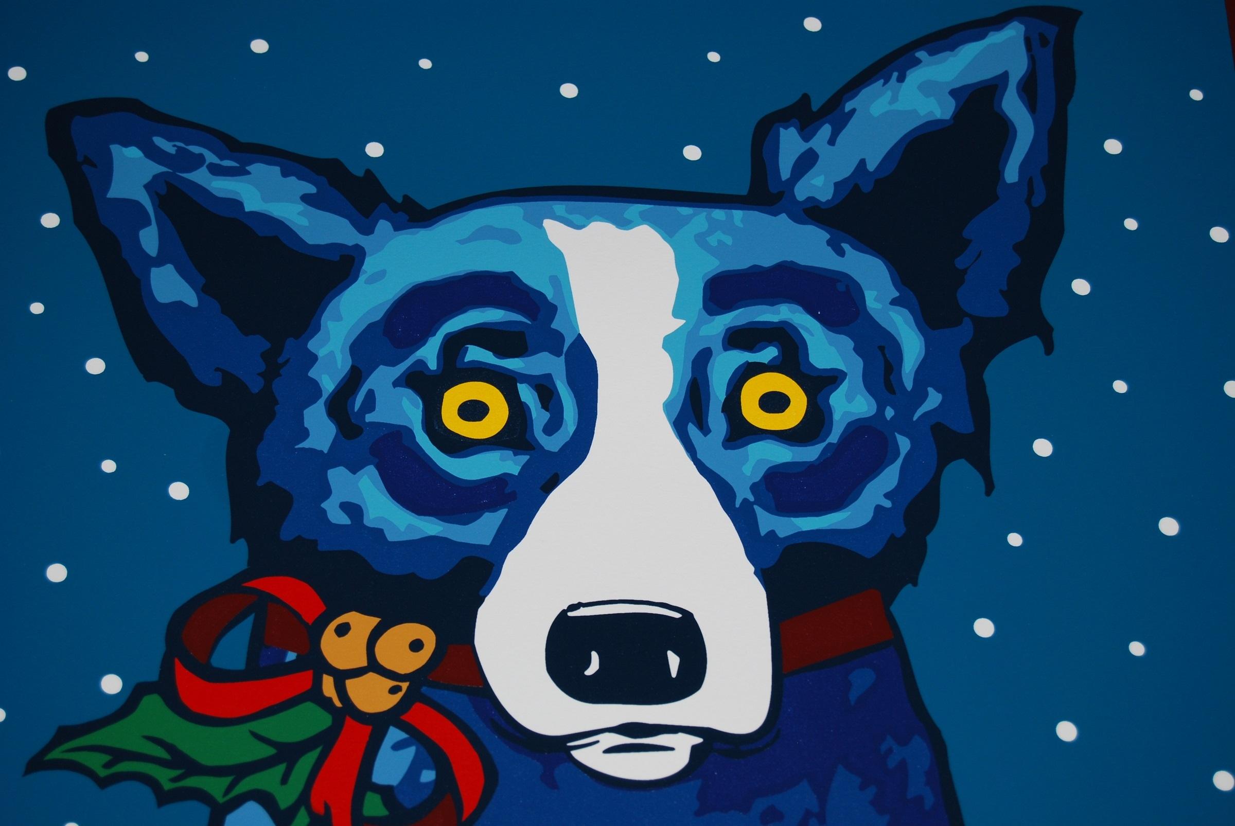 Paper, Ribbons and Me - Stampa serigrafica firmata del cane blu - Print Pop Art di George Rodrigue