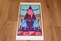 Pueblo Puppies - Signed Silkscreen Print - Blue Dog