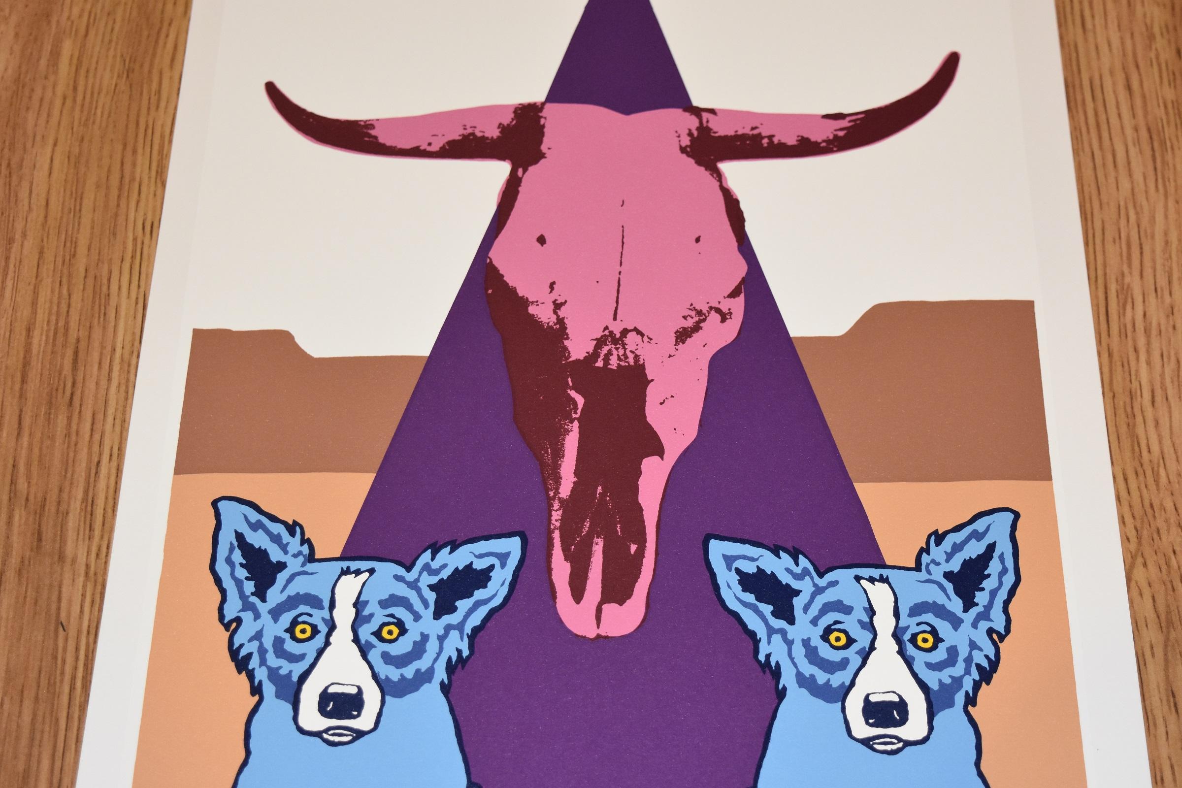 Pueblo Puppies Special - Signierter Siebdruck - Blauer Hund (Pop-Art), Print, von George Rodrigue
